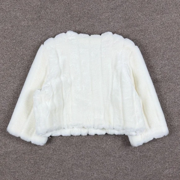 NWT Tahari Winter White Short Faux Fur Cropped Coat Womens XL Shrug Teddy Jacket - Picture 2 of 10